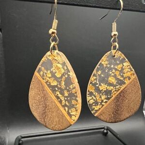 Chic Gold and Brown Teardrop Earrings